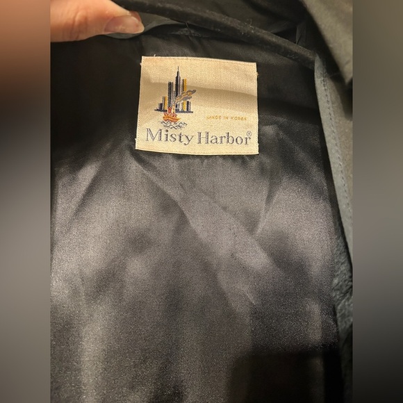 MISTY HARBOR VINTAGE BLACK TRENCH OVER COAT COLD WEATHER ZIP LINING - Picture 6 of 10